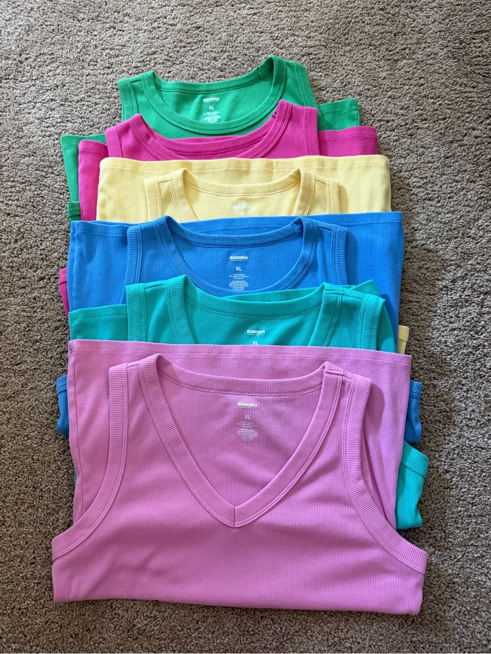 Sonoma women’s Tank Top Bundle in Pink, Teal, Blue, Yellow, Green, Magenta